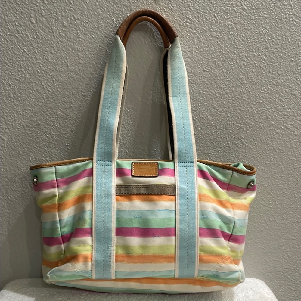 Coach Pastel Striped Tote Bag